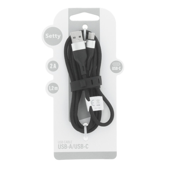 Setty USB-A to USB-C Cable 15W Μαύρο 1,5m