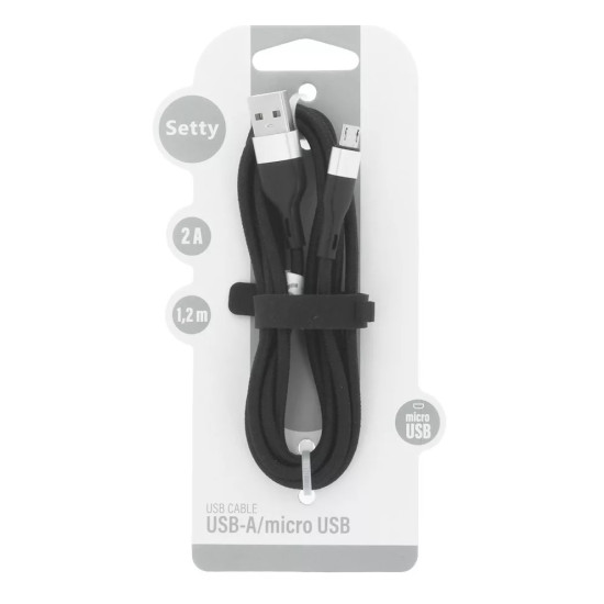 Setty USB-A to micro-USB Cable 2A Μαύρο 1,2m