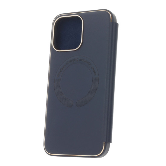 GOLD FRAME MAGSAFE CASE FOR IPHONE 15 PRO MAX NAVY BLUE