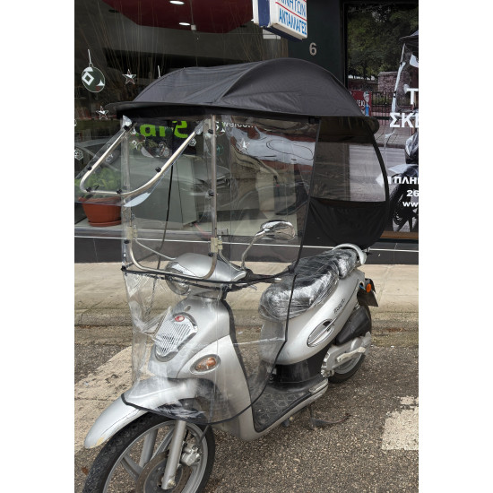 Τέντα Σκέπαστρο με Παρμπρίζ και Ανακλινόμενο Πλαίσο για όλα τα μηχανάκια Extra Strong μαύρη no6